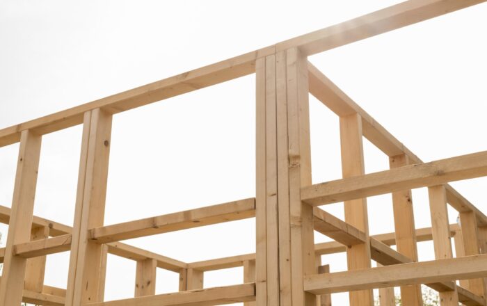 low-view-wooden-house-construction